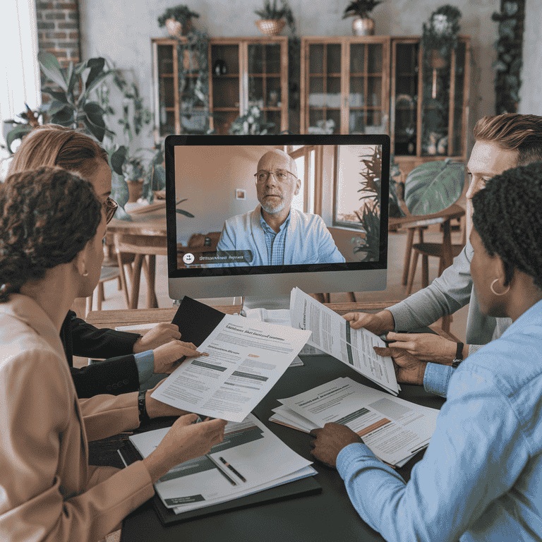 A video call with an oncology expert on a computer screen, alongside highlighted legal documents, representing the challenges of using expert testimony in legal cases.