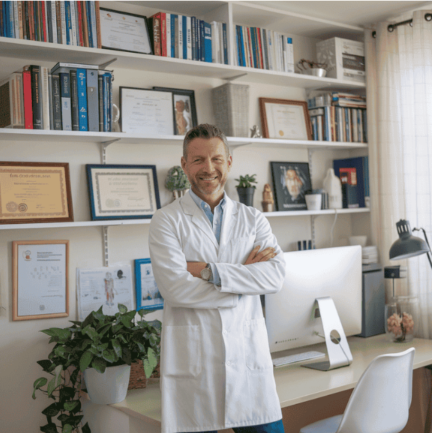 Pulmonologist in a professional office setting, symbolizing expertise and reliability.