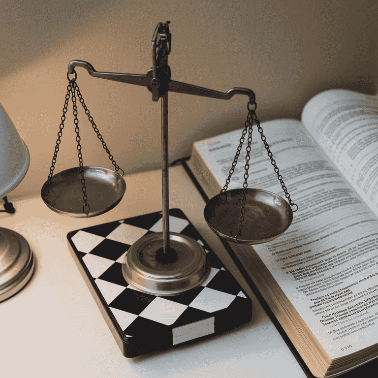 Balanced scale alongside a medical textbook, representing ethical considerations in expert witness testimony.