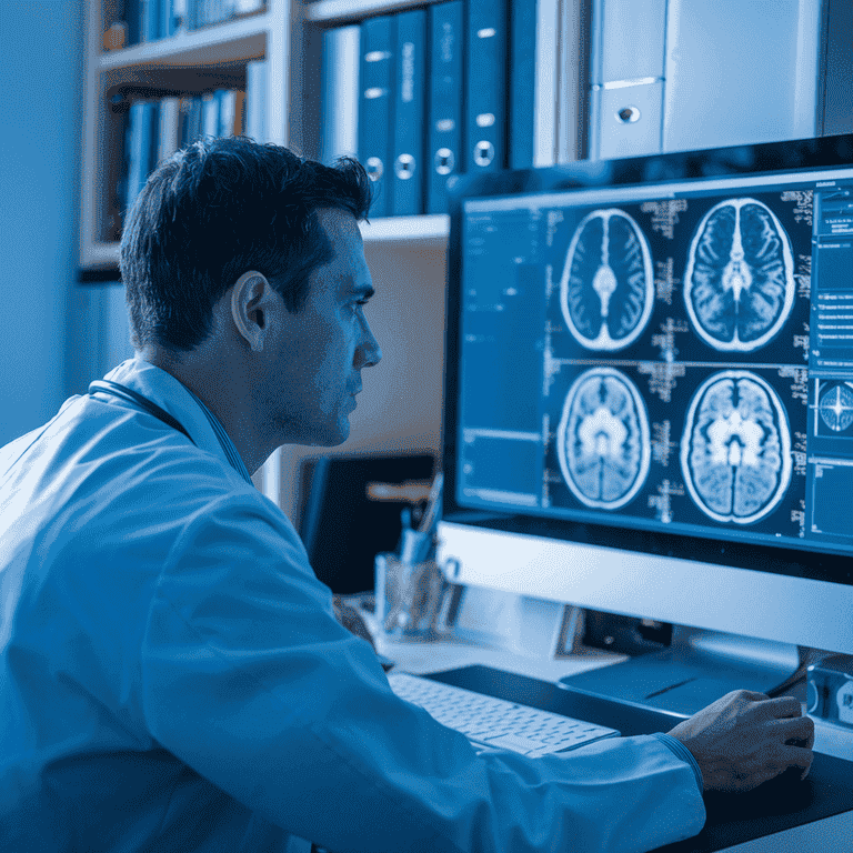 doctor looking at scans