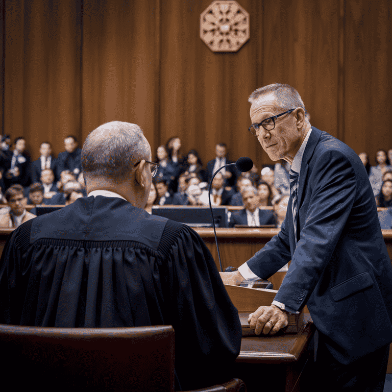 Expert witness delivering testimony in a courtroom setting