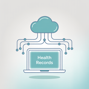 Simple technology icons representing digital health records.