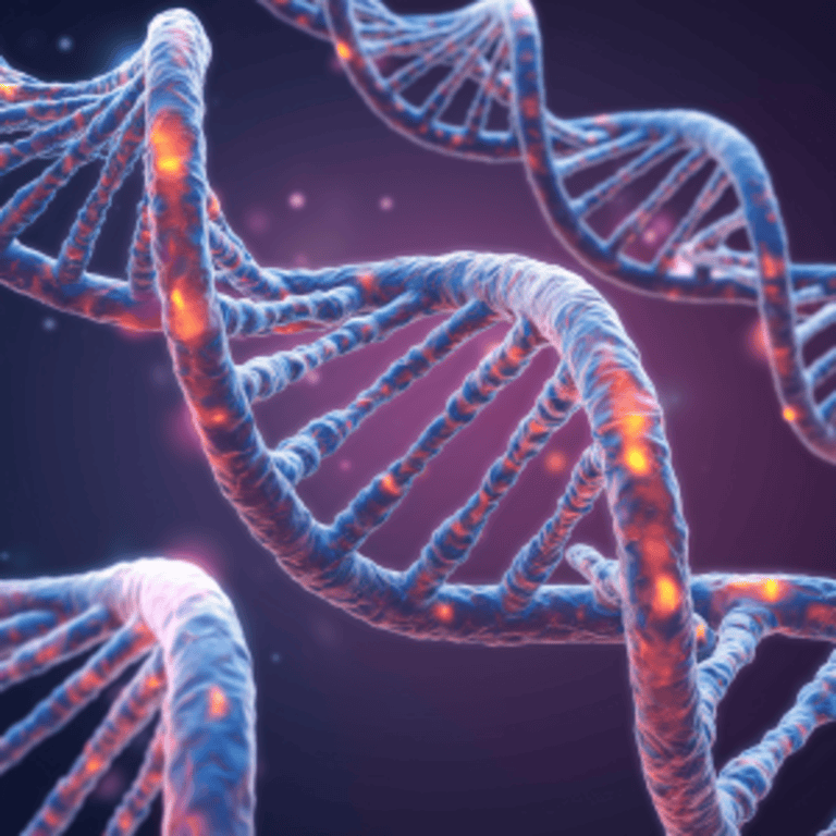 A detailed close-up of a DNA double helix, representing the science behind genetic testing.