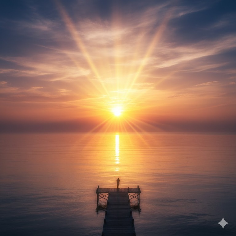 Sunrise over a horizon representing new opportunities and the future.